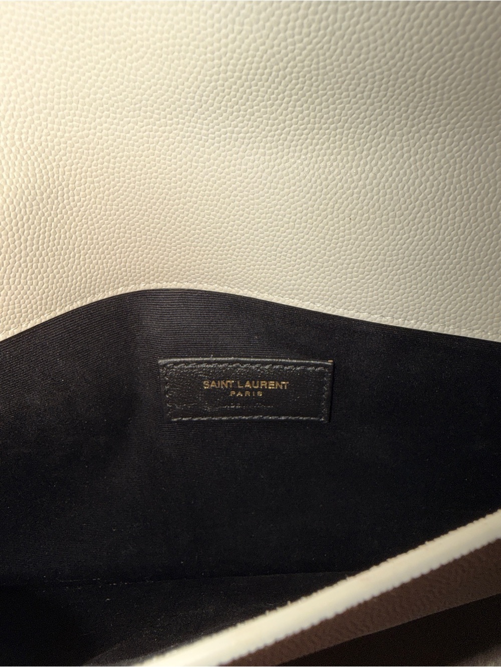 Saint Laurent Cream Envelope Clutch with Gold YSL Logo - Picture 2 of 7